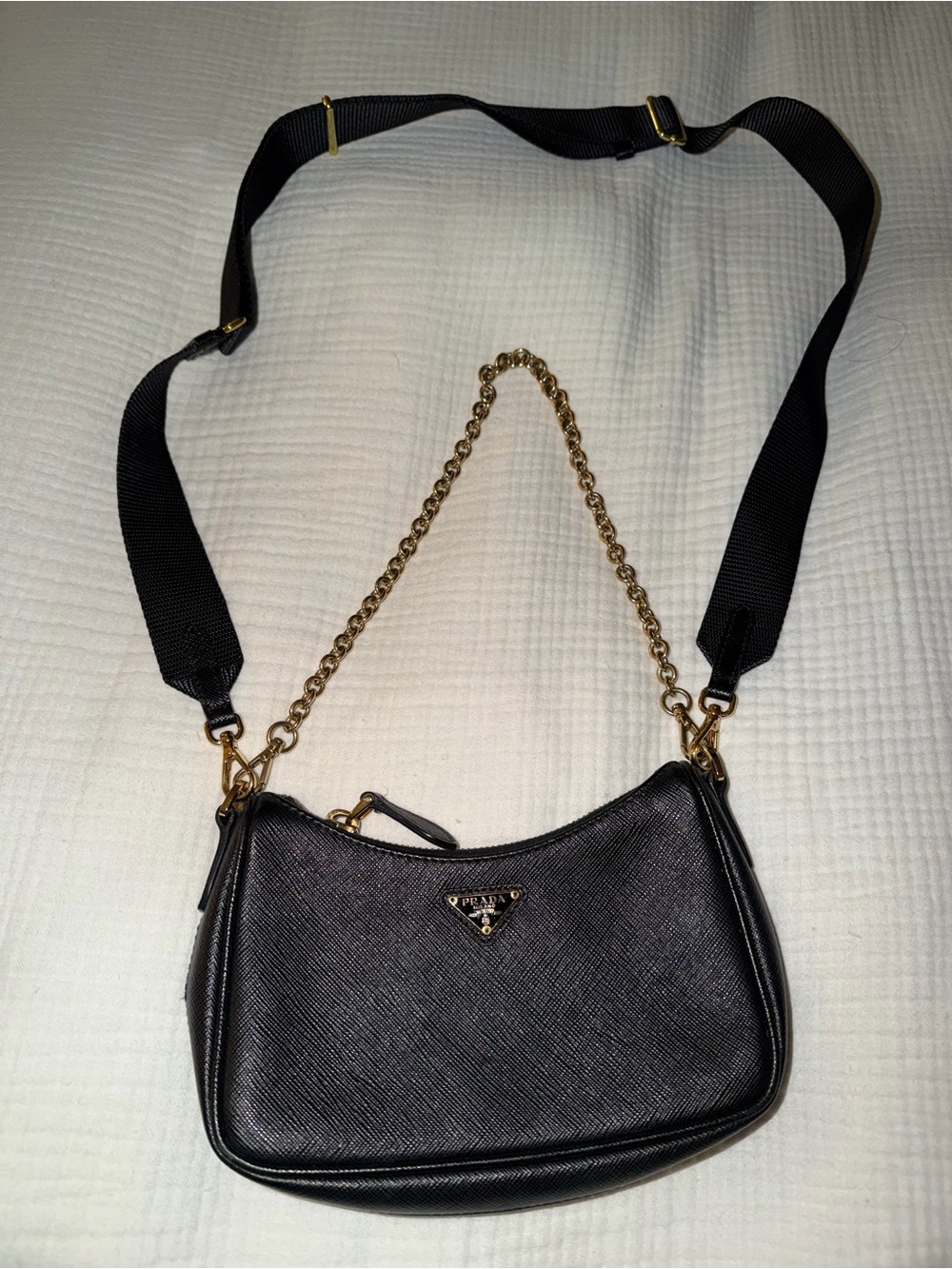 PRADA Black Saffiano Re-Edition Bag Leather